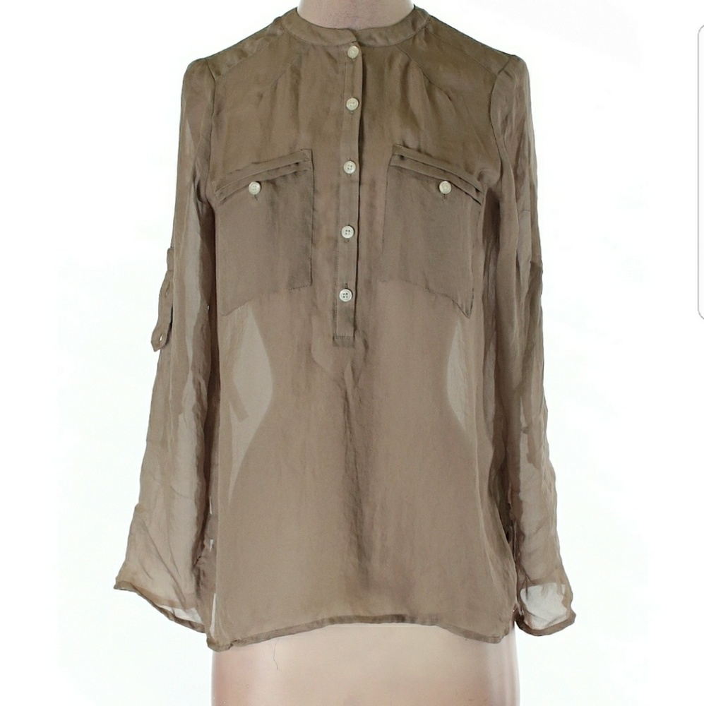 Ann Taylor LOFT tan blouse size S